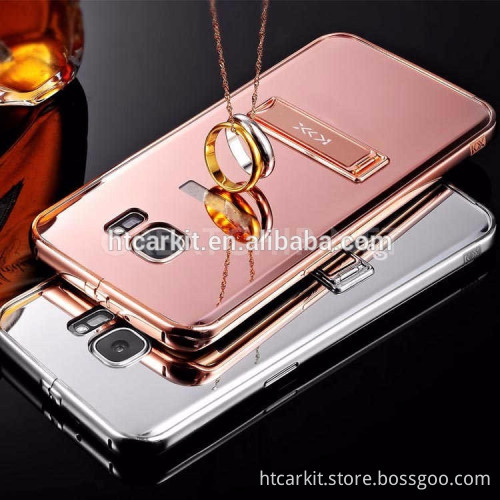 Luxry Aluminum bumper mirror cover stand case for Galaxy S7 S7 Edge